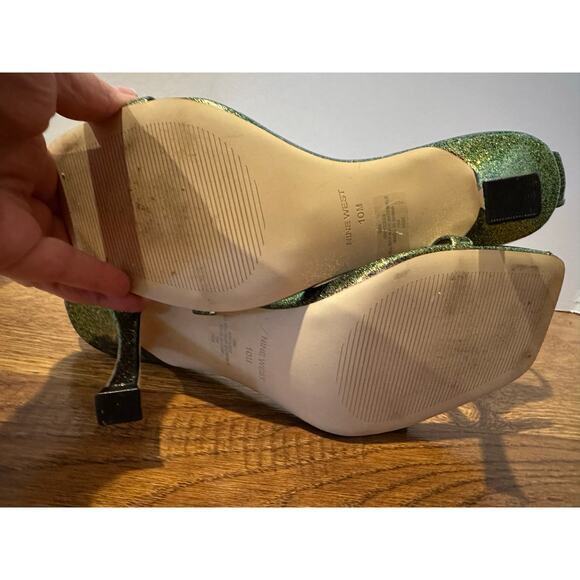 Nine West Glitter Strappy Heels – Yess Sandals | Women’s Size 10 Party Shoes - Picture 7 of 9